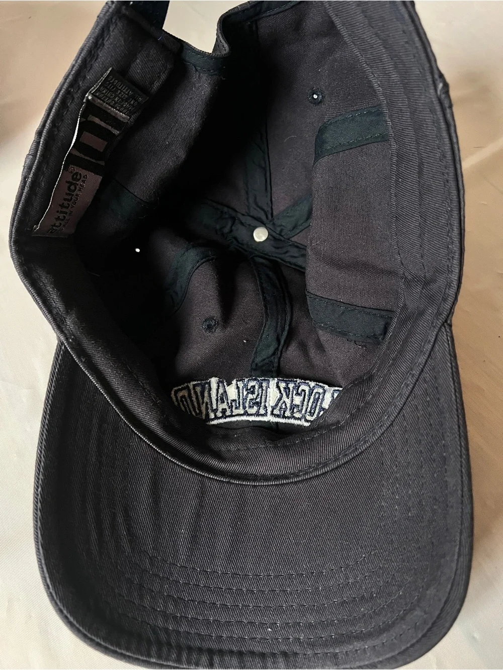 Block Island Strapback cap Rhode Island Hat Attitude 101 navy 100% Cotton Map os